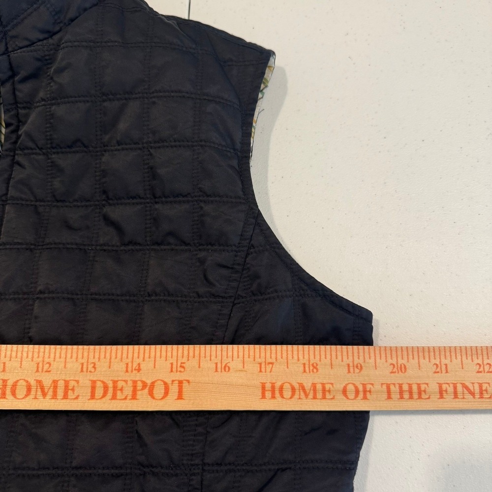Cutter & Buck CB WindTec Quilted Vest Womens Medium Black Plaid Lined Full Zip - Picture 7 of 8